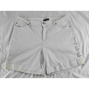 Bandolino Mandie Womens White Denim Shorts Lace Up Detail Size 12